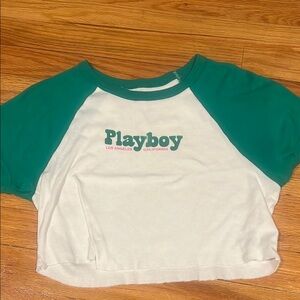 PLAYBOY Green and White Short Sleeve Tee